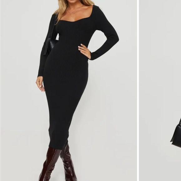 Princess Polly Kaseem Directional Rib Long Sleeve Sweater Midi Dress - Picture 4 of 6